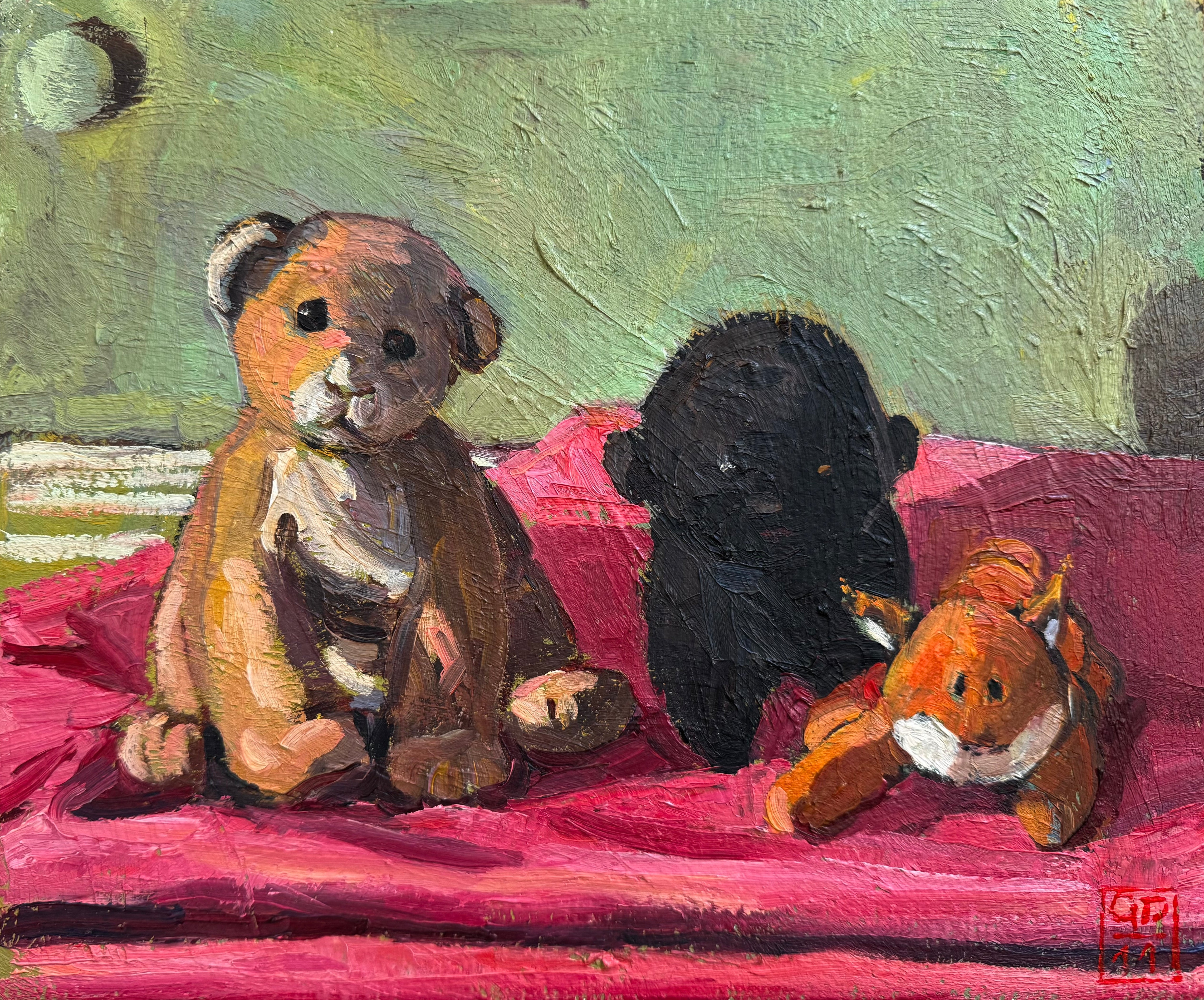 Stillleben mit Kuscheltieren